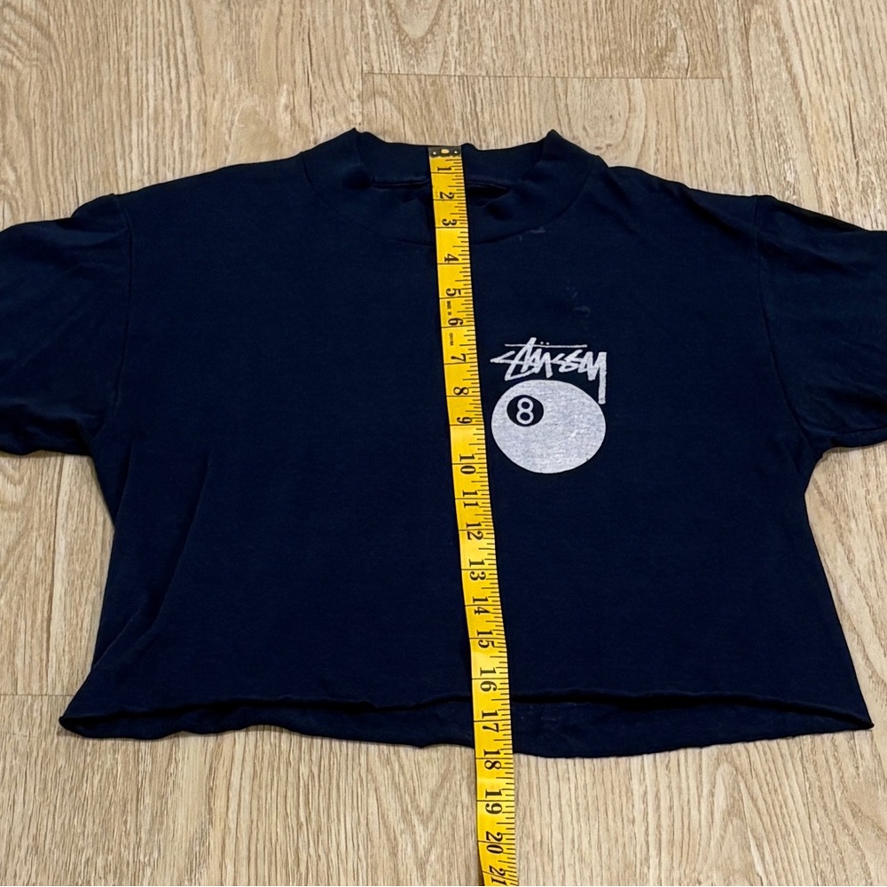 Stussy Vintage Cropped Blue 8 Ball Graphic T Shirt Grunge Skater Flowy Fit - Picture 4 of 6